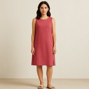Eileen Fisher 100% Silk Sleeveless Shift Dress S Petite Dusty Rose